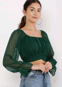 Green Sheer Sleeve Top