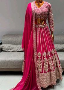 ✨Radiating royalty Hand Work Rani pink lehga