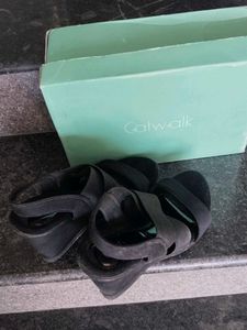 Catwalk Black Flats Sandals