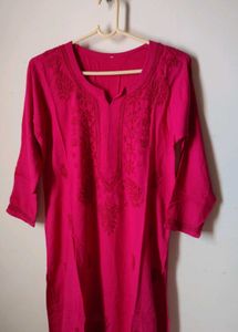 Rose Pink Chikankari Kurti 🌹