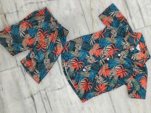 Tropical Print Kids Shirt &amp; Shorts Set