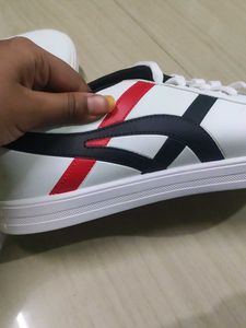 Striped White Sneakers