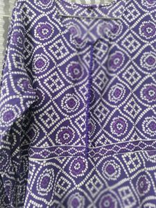 Purple Bandhani Print Kurti Ankle Length Pant Set
