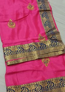91)Georgette Pink Colour Saree
