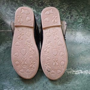 Black Party Velcro Shoes For Girl Children