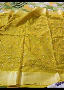 Yellow Embroidered saree