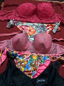 combo Of Four Imported Fabric Bra N Panty
