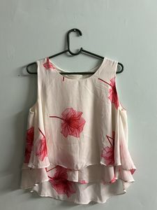 Off White Floral A Line Top