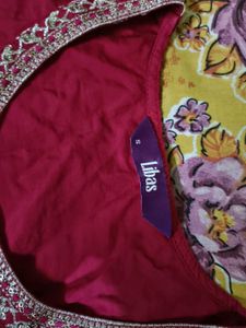 Libas Women Floral Yoke Design Kurta with Trousers