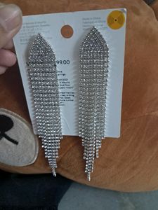 H&amp;M Rhinestone Crystal Tassel Earring