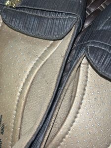 Black Slip-On Flats with Floral Detail