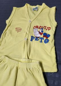 Yellow Terno Vest And Shorts Kids Wear