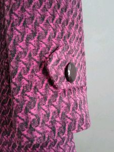 magenta with black Wool Coat