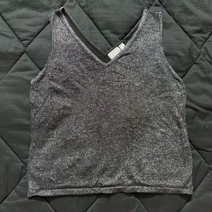Silver Metallic V-Neck Tank Top