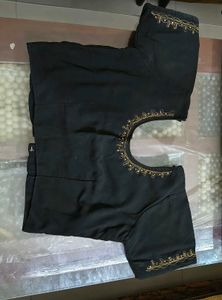 Black Saree with Embroidered Blouse