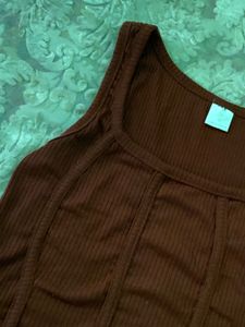 Brown Ribbed Tank Top