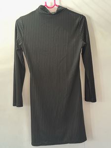 Chic Black Ribbed Mini Dress
