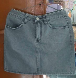 Grey Denim Skirt For Women