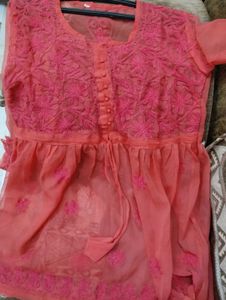 Lucknow Chikankari Short Kurti Size - XL (42)