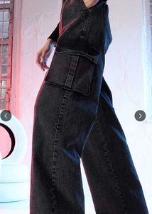Wide Leg Cargo Denim Pants
