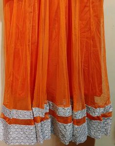 Orange Anarkali Suit Gold Embroidery with Dupatta