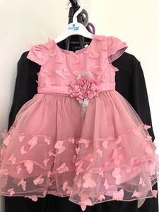 Pink Butterfly Princess Tulle Dress - Party Wear