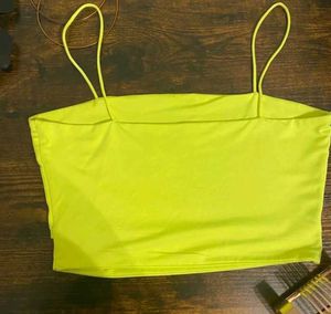 SHEIN  neon  yellow crop top strap