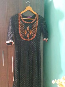 Embroidered Black Maxi Dress