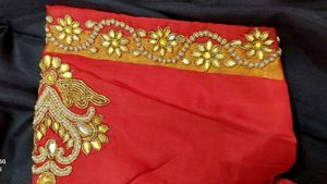 Elegant Red &amp; Black Saree