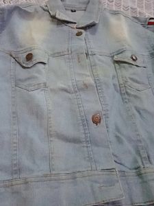 Striped Sleeve Denim Jacket