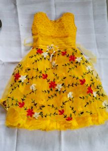 Yellow Floral Girls Dress