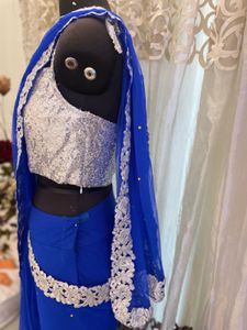 Elegant Blue Embellished Saree