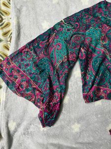 Paisley Print Tie Front Top