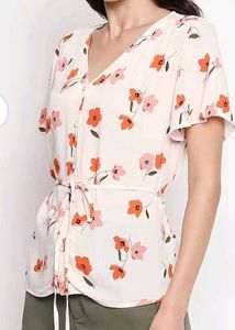 HONEY BY PANTALOON WHITE PRINTED SHIRT STYLE TOP