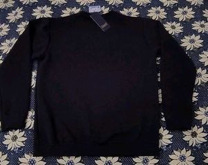 New D&#39;accord Black Ribbed Crewneck Sweatshirt