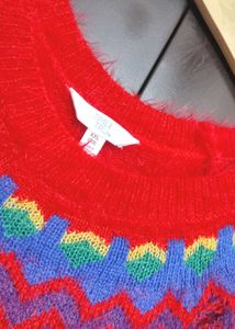 Red🔴 Sweater Multi Printed For 50 Bust
