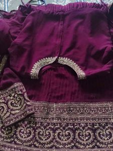 Purple Embroidered Anarkali Suit