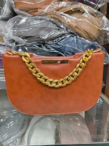 Orange Chain Detail Bag