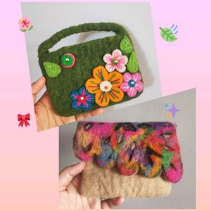 2 Felted Wool Purses, Pouches