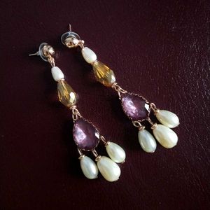 Pearl &amp; Crystal Drop Earrings