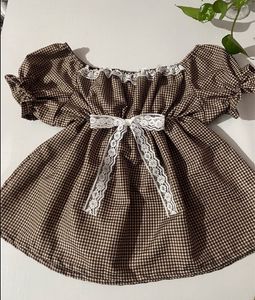 Brown gingham babydoll top🤎