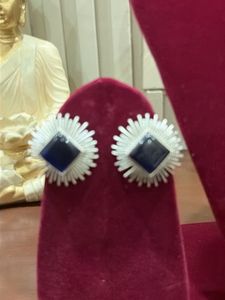 Elegant Silver &amp; Navy Stud Earrings