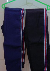Pair Of 2 Stretchable Trousers (Black and Blue)