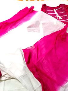Elegant Pink Cotton Suit Set