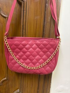 Pink Quilted Shoulder Bag