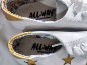 White Golden Starred Sneakers