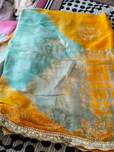 Green Printed Dress Material