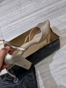 Golden Block Heel Footwear For Women
