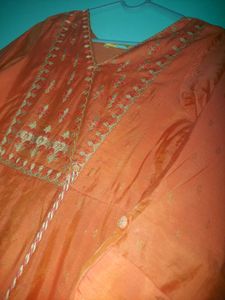 Rust Embroidered Kurti Dress