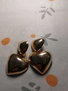 Gold Heart Drop Earrings